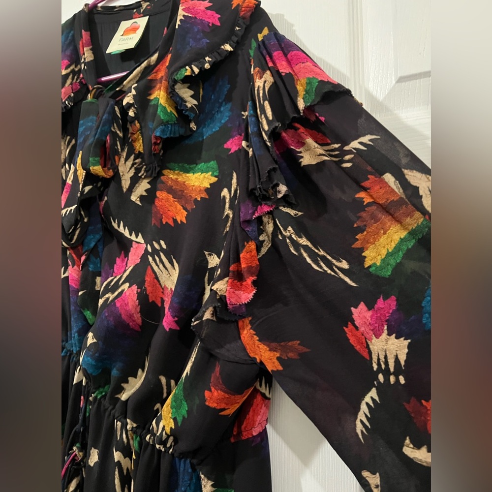 Farm Rio - Macaws Flight Tie-Neck Ankle Dress - Picture 5 of 11